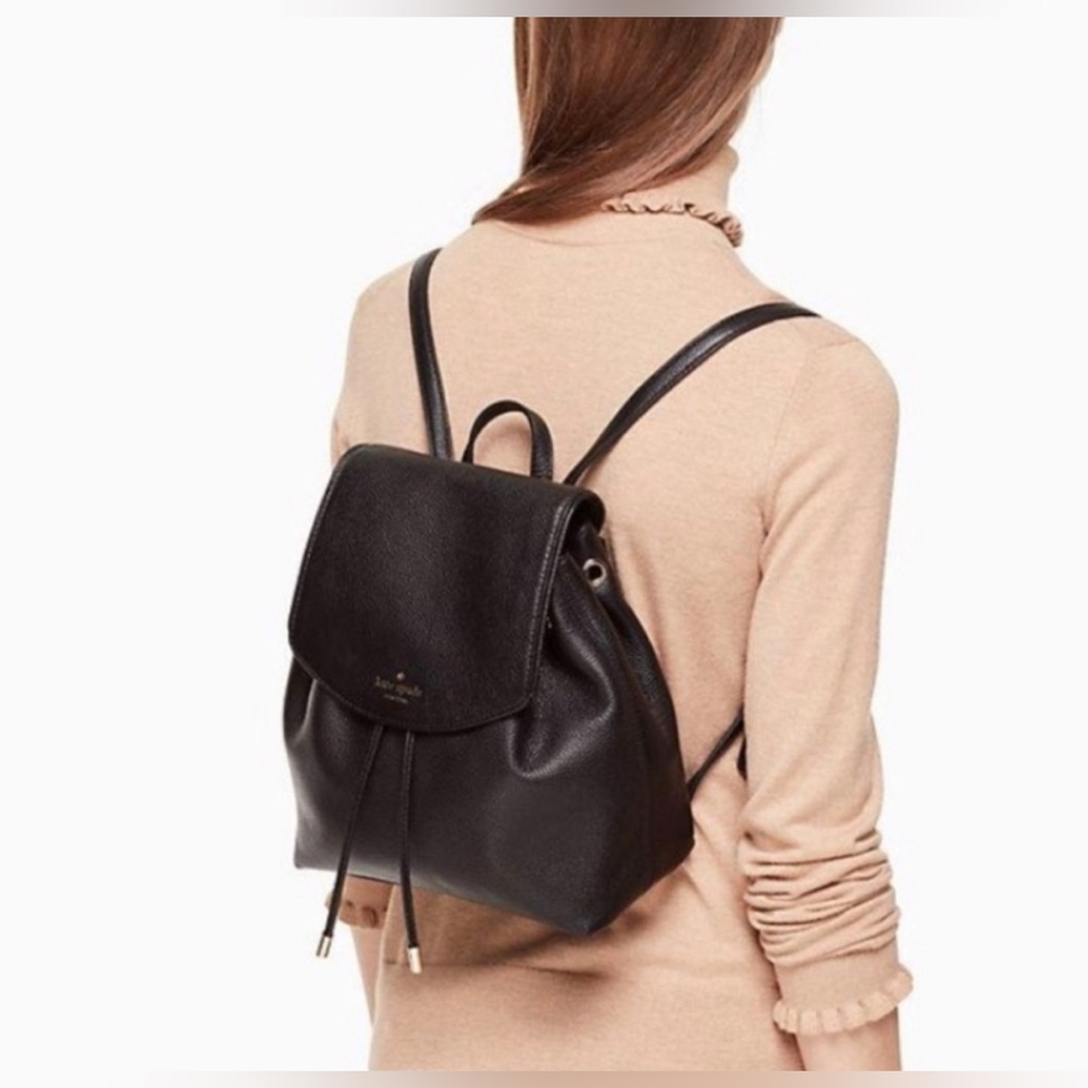 Kate Spade WKRU3939 Black Pebble Leather Mulberry Street Breezy Small Backpack - Picture 2 of 8